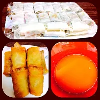 Snapdishの料理写真:Lumpia goreng kuah pedas asam|Harfennyta fujiyamaさん