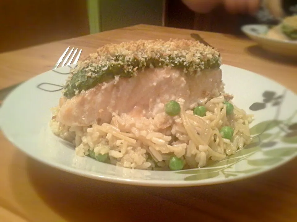 Spinach florentine salmon with pilaf|Fe's kitchenさん