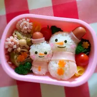 雪だるま親子弁当