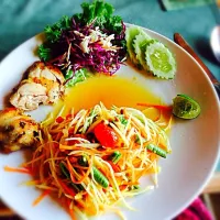 Snapdishの料理写真:Spicy papaya salad with chicken|Jessica Phillipsさん