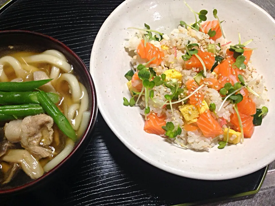 肉うどん ちらし寿司|隠れ家厨房まるはさん