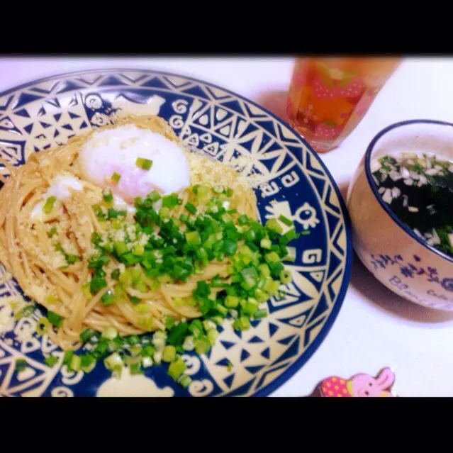 温玉とパルメザンチーズの和風パスタ|はるかさん