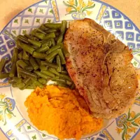 Snapdishの料理写真:Pork chops, green beans and sweet potatoes|Rubyさん