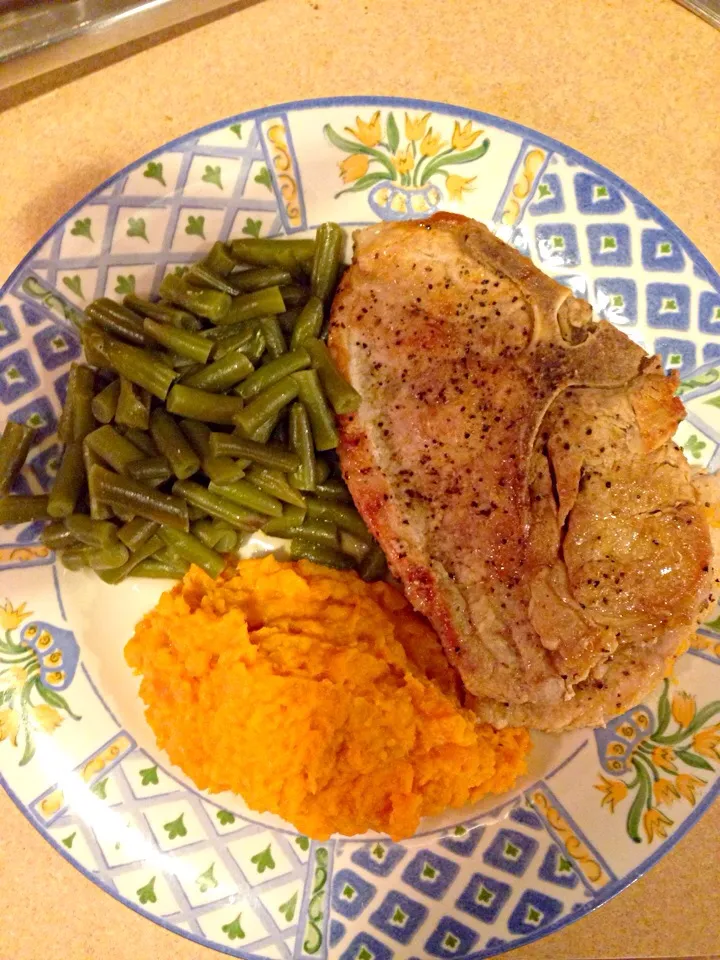 Pork chops, green beans and sweet potatoes|Rubyさん