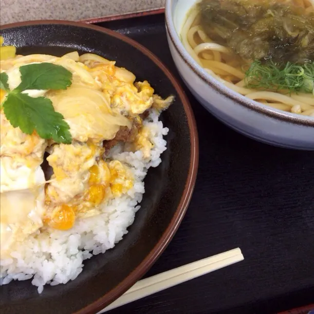 白鳥定食 カツ丼と昆布うどんのセット|Masさん