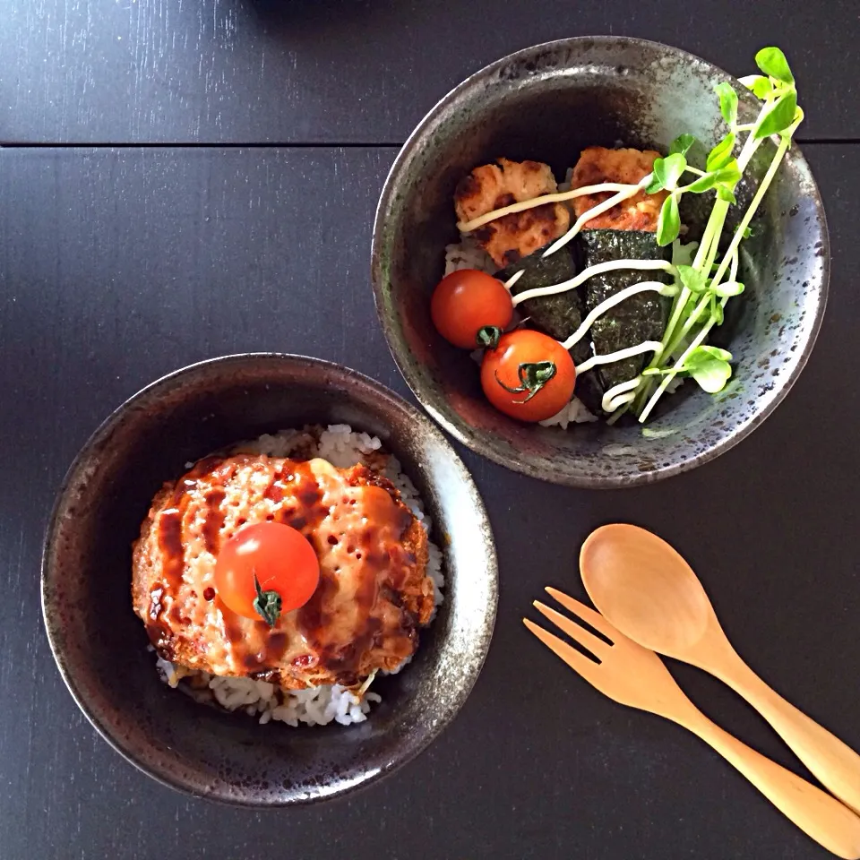 Snapdishの料理写真:Chesse croquette and fried salmon with nori|inkainoviaさん