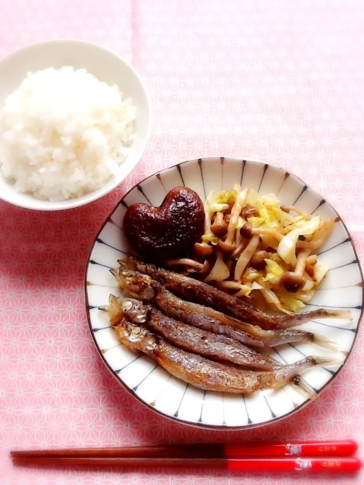 キノコとキャベツの炒め＆焼きししゃも～|さとう かおりさん