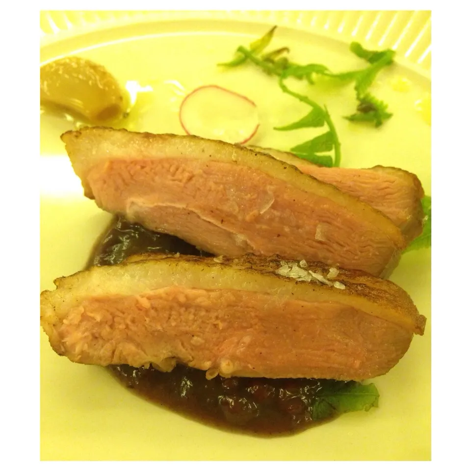 Quack quack. My fave dish of all. Duck with szechuan sauce + buttered spinach|SJさん