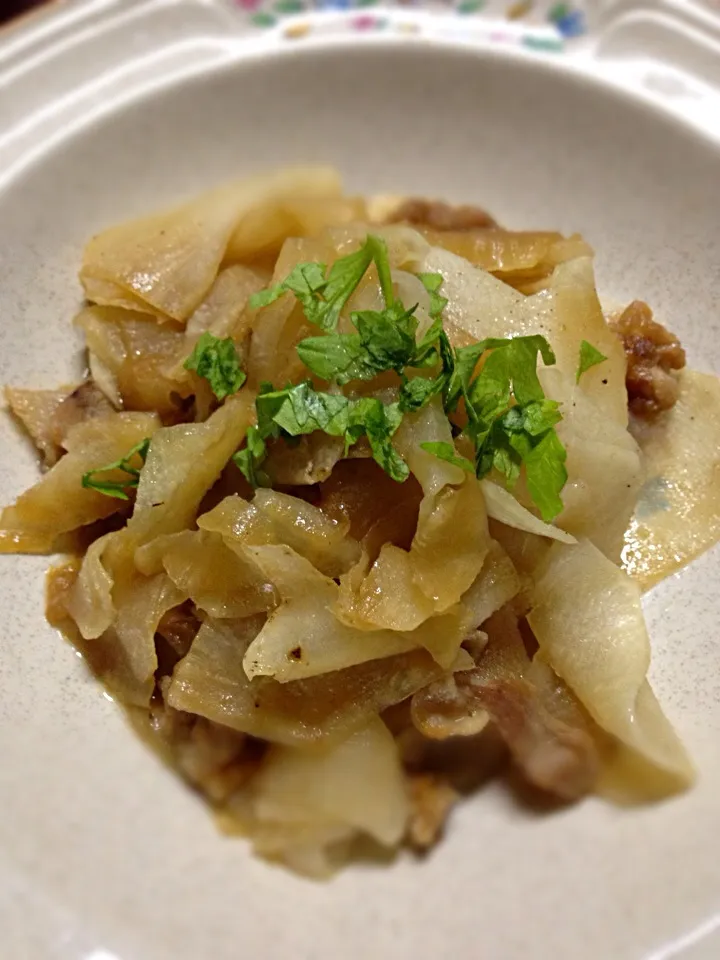 スライス大根と豚肉のさっぱり炒め煮|🐶たぬとんキッチンさん