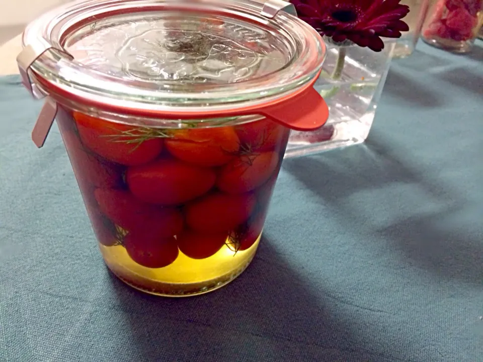 Pickled mini tomatoes with dill&honey vinegar|chocolatteさん