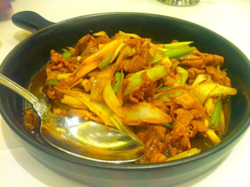 Sautéed sliced mutton with spring onion|skyblueさん