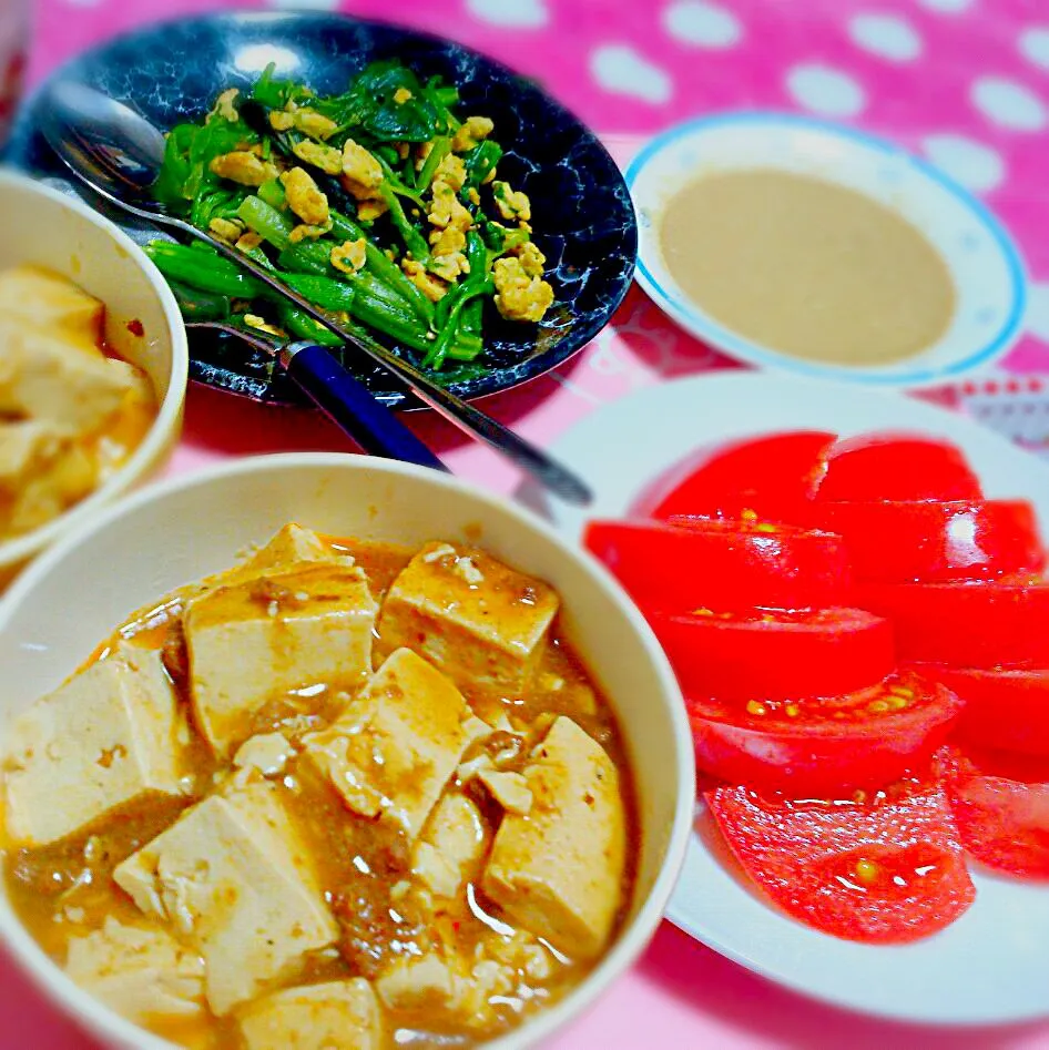 麻婆豆腐＆中華風ほうれん草の炒り卵和え|makiさん