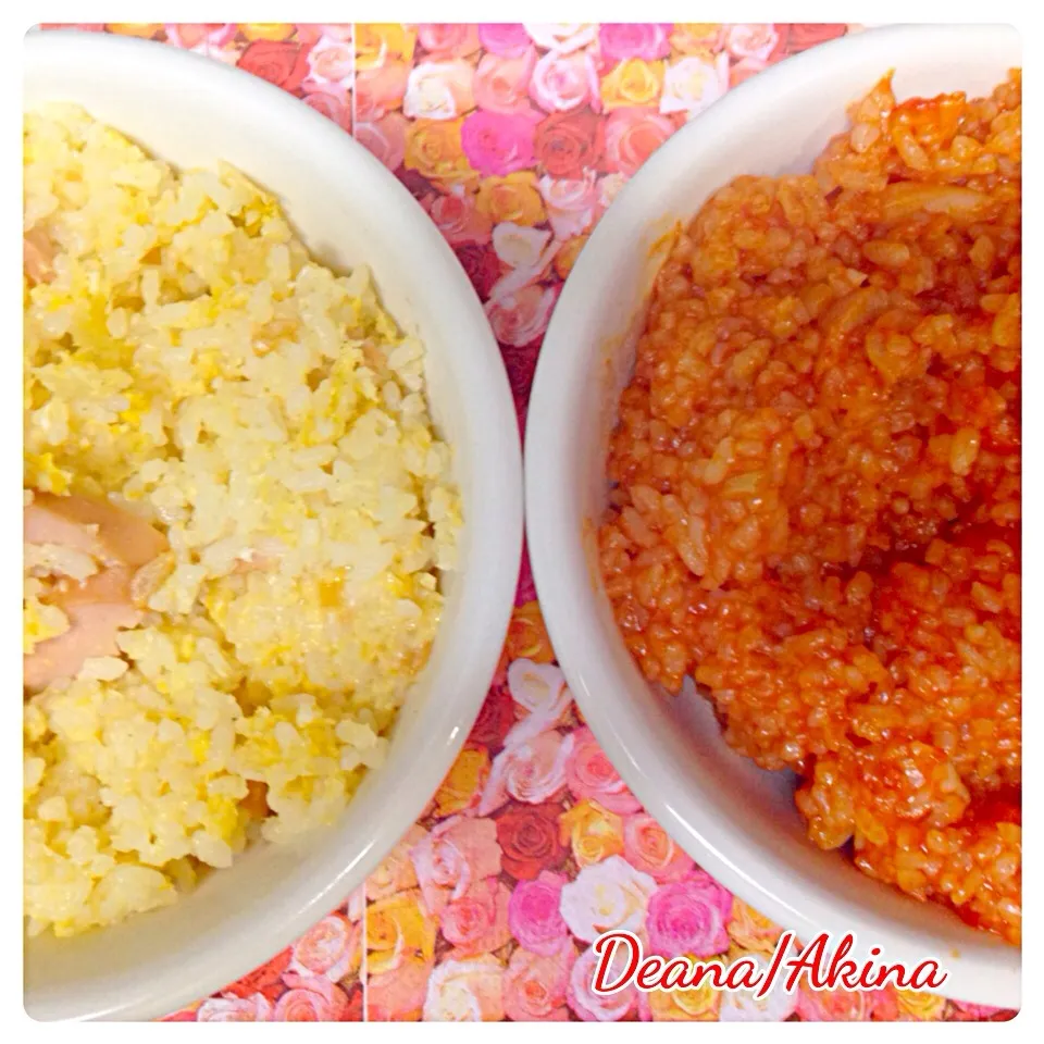 Garlic Sausage Fried Rice and Omrice... I have 2people at home who have food problems.. This is how I deal with them.|Deana/Akinaさん