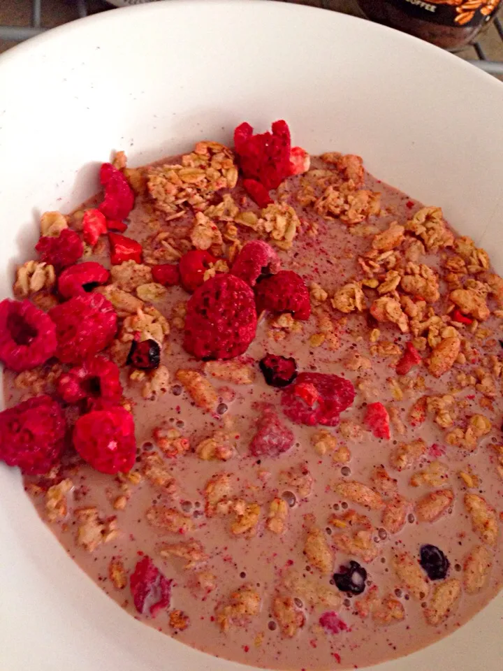 organic wild berry granola in organic chocolate fair trade milk|hweeyhさん