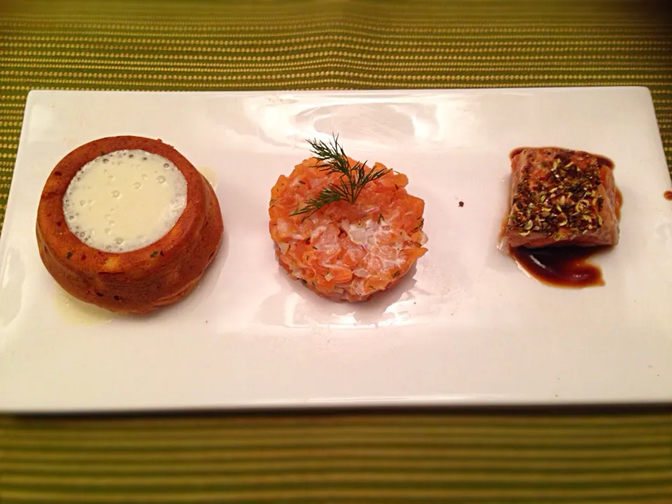 @apsirera: Variations of salmon, Wasabi-Foam, Miso-Reduction, Japanese Lemon Pepper|Mario Tonee Sireraさん