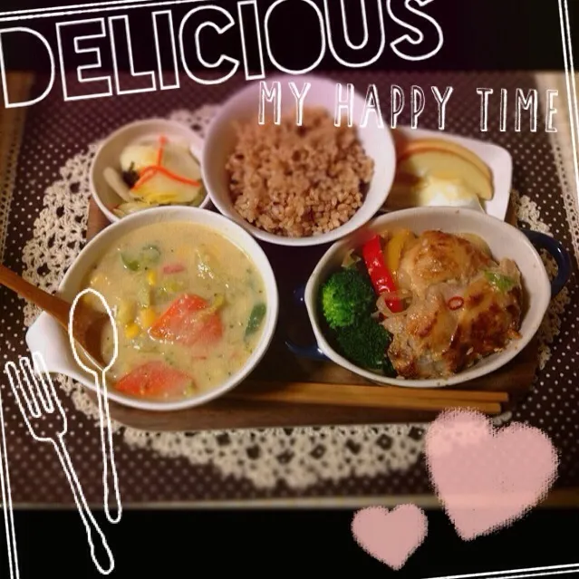 Snapdishの料理写真:今日のごはん♡(((о(﹡ˆ﹀ˆ﹡)о)))|Mehco Coconutvanillaさん