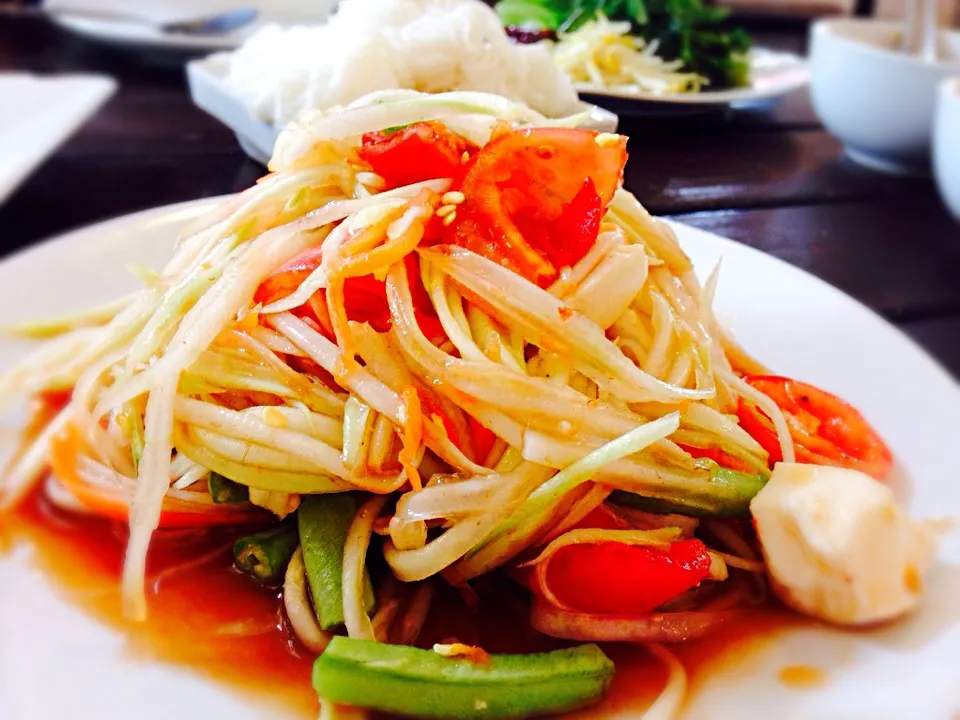 ตำไทยไข่เค็ม Spicy papaya salad with salted egg|Yui Phiphitphakdiさん