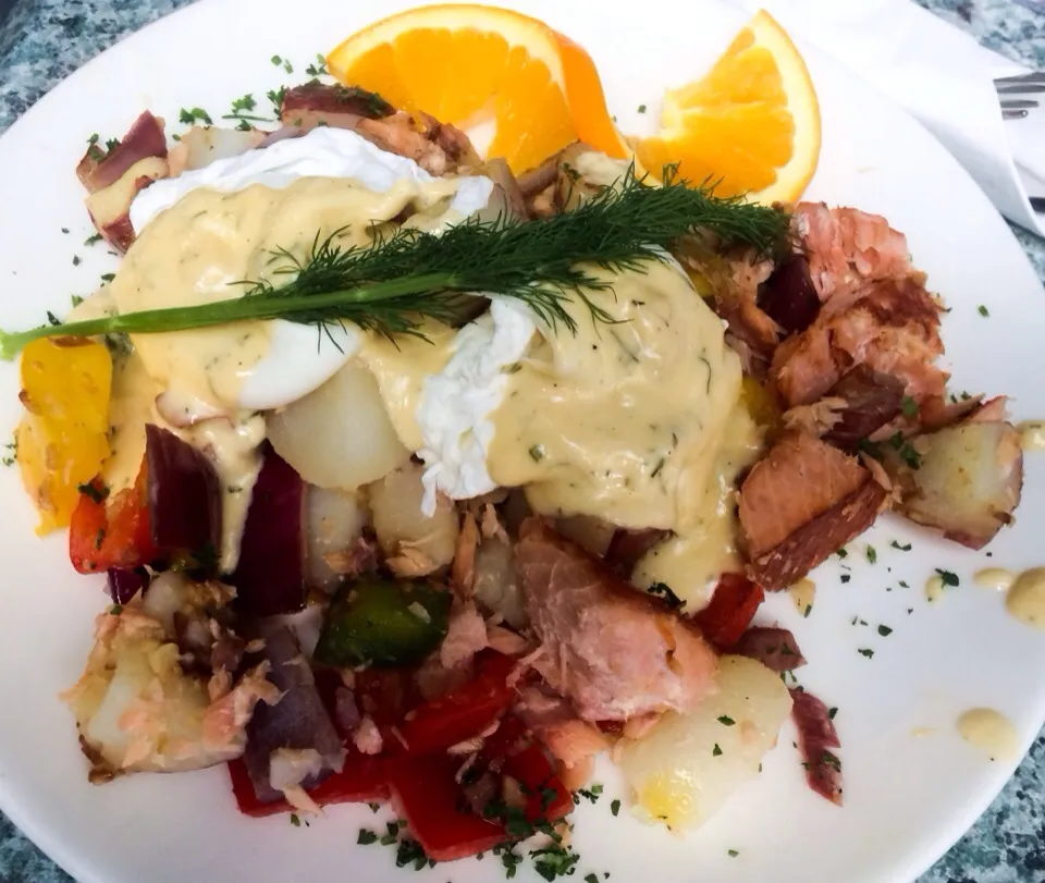 Snapdishの料理写真:Smoked Salmon Hash Eggs Benedict from Plum Tree Cafe|sooprcoolchicaさん