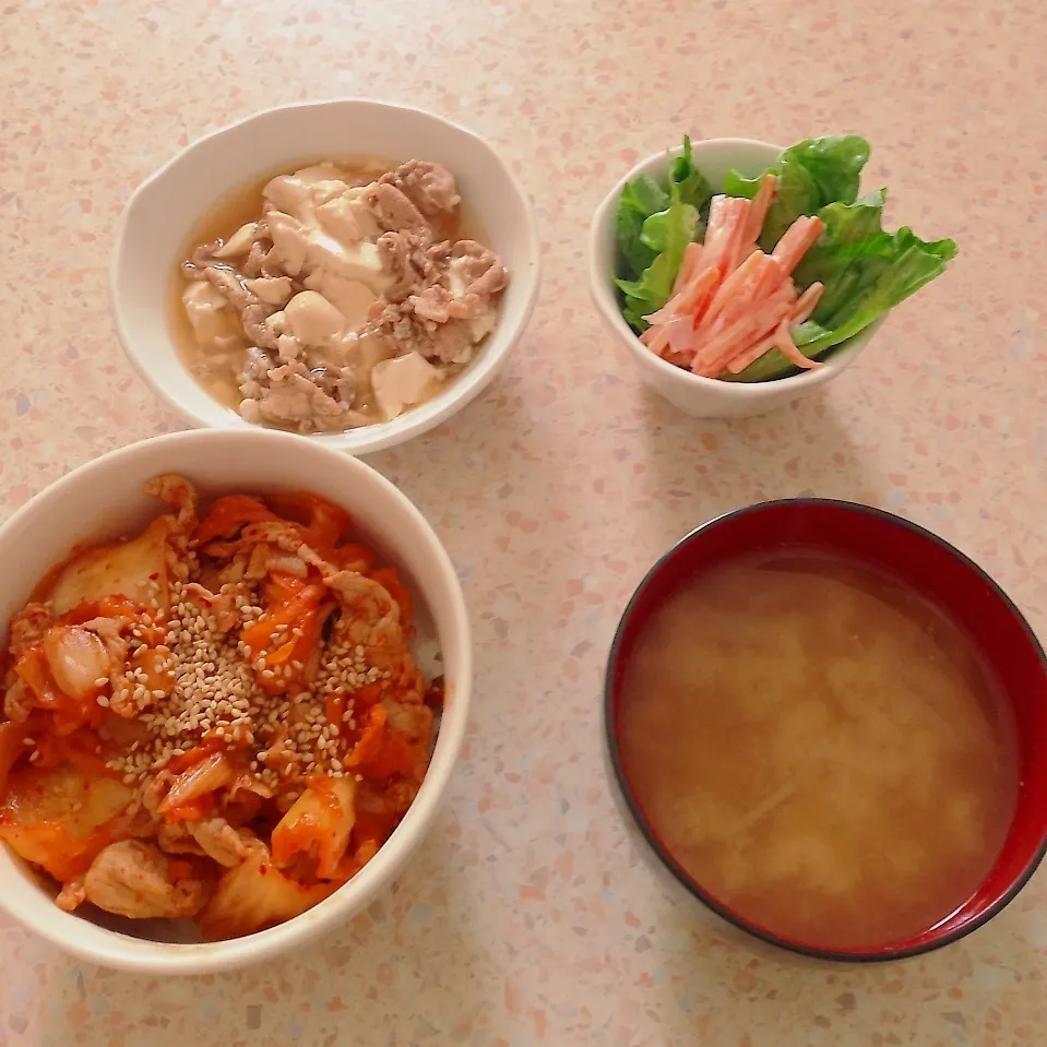 昼ごはん 豚キムチ丼|はやしさん