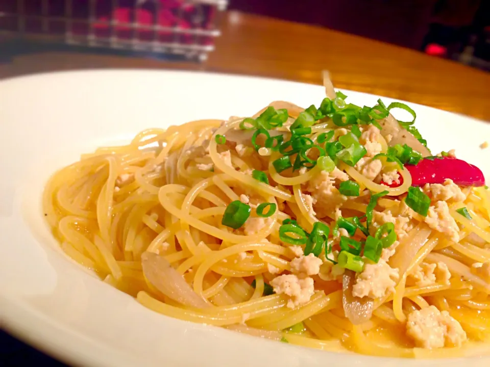 鶏挽肉と牛蒡の和風パスタ|ユキさん