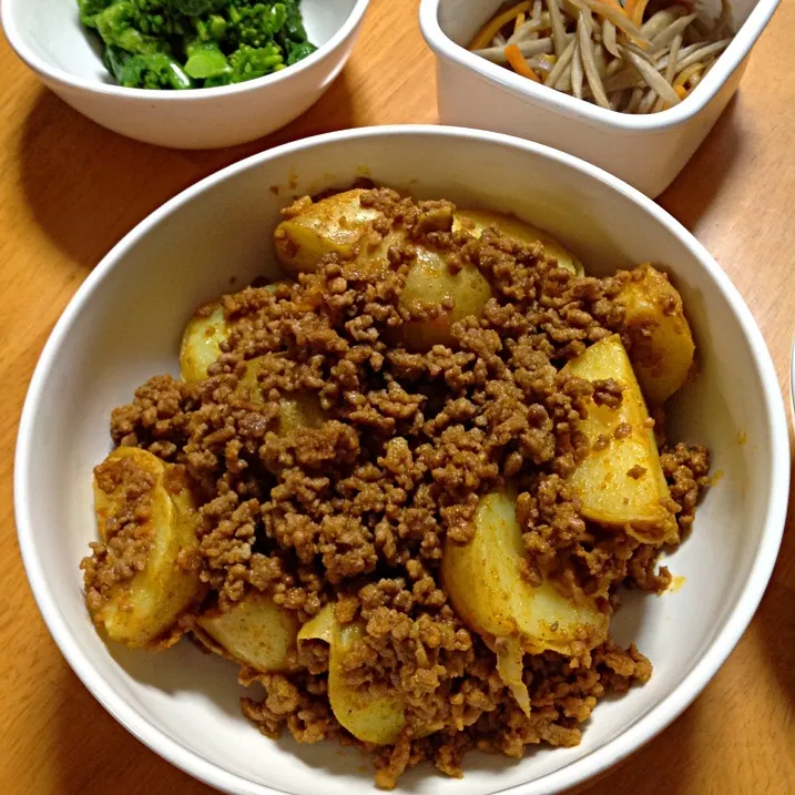 合挽き肉と新ジャガのカレー炒め|ひこ。さん