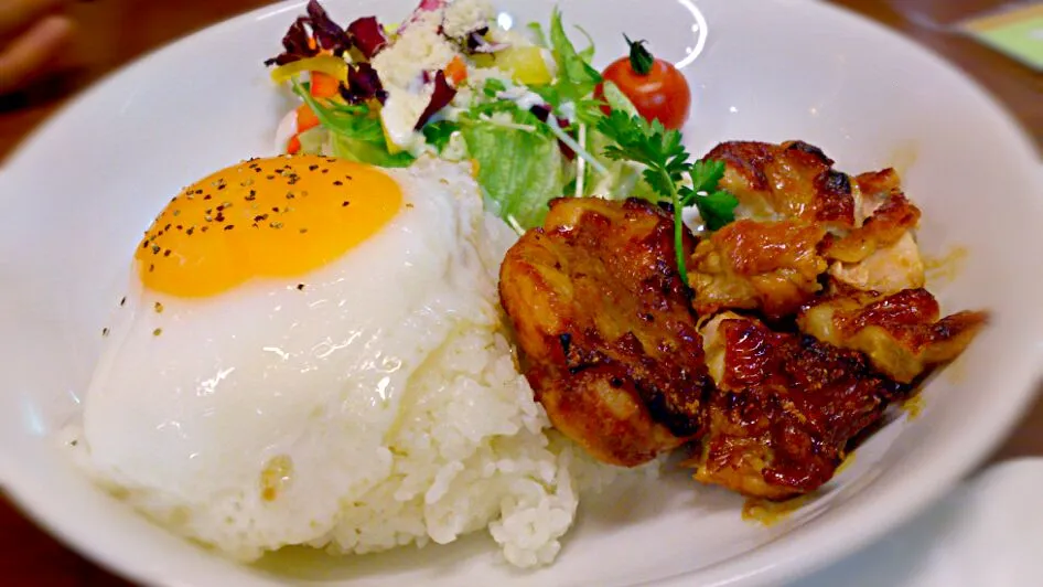 照り焼きチキンのロコモコ|きーりんが好きよーさん