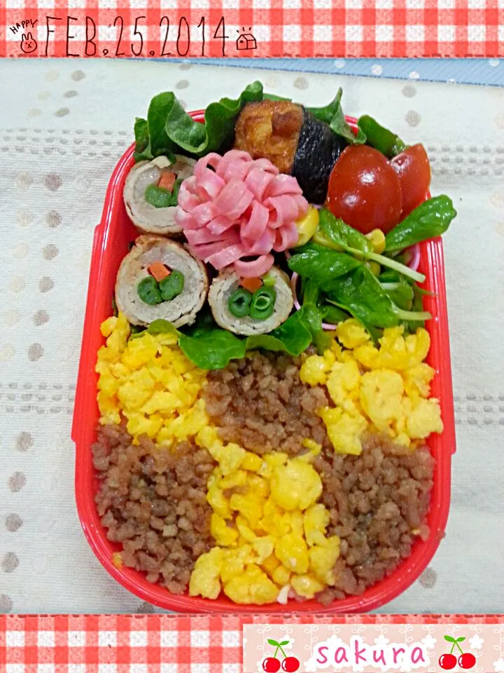 ２色そぼろ弁当(*^_^*)|桜里さん