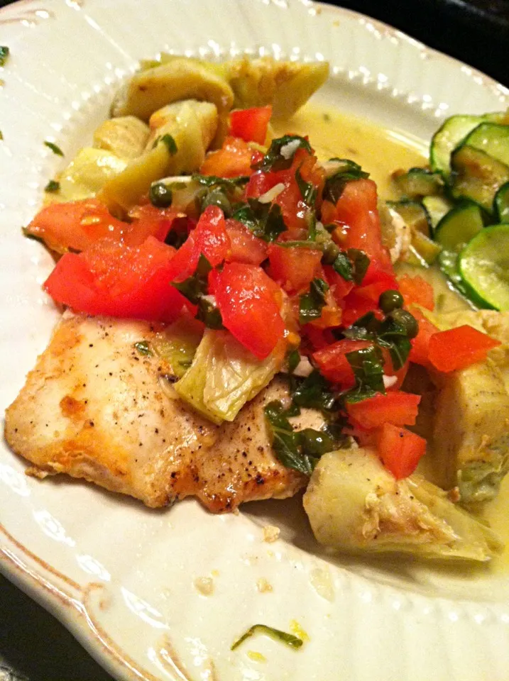 Snapdishの料理写真:Chicken and Artichokes with Lemon Basil Sauce|K Goodnessさん