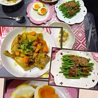 Snapdishの料理写真:Japanese chicken curry, soft boiled egg and french bean with home made sesame dressing|Yuwi PeiXuanさん