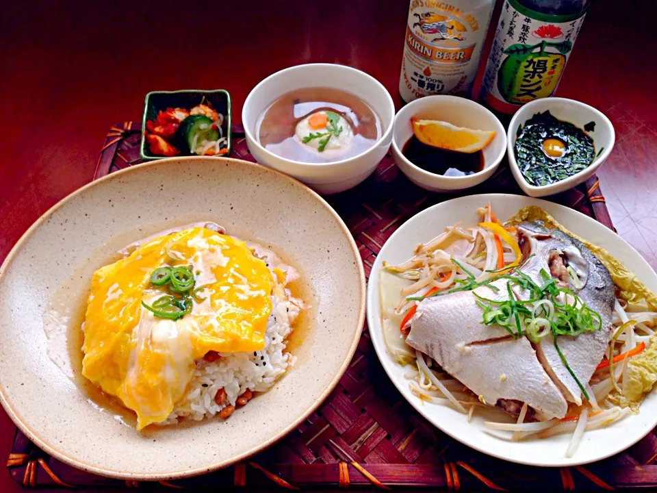 Tonight Dinner🍴椎茸ｽｰﾌﾟ･鰤かまのさっぱり蒸し･納豆天津飯|🌈Ami🍻さん