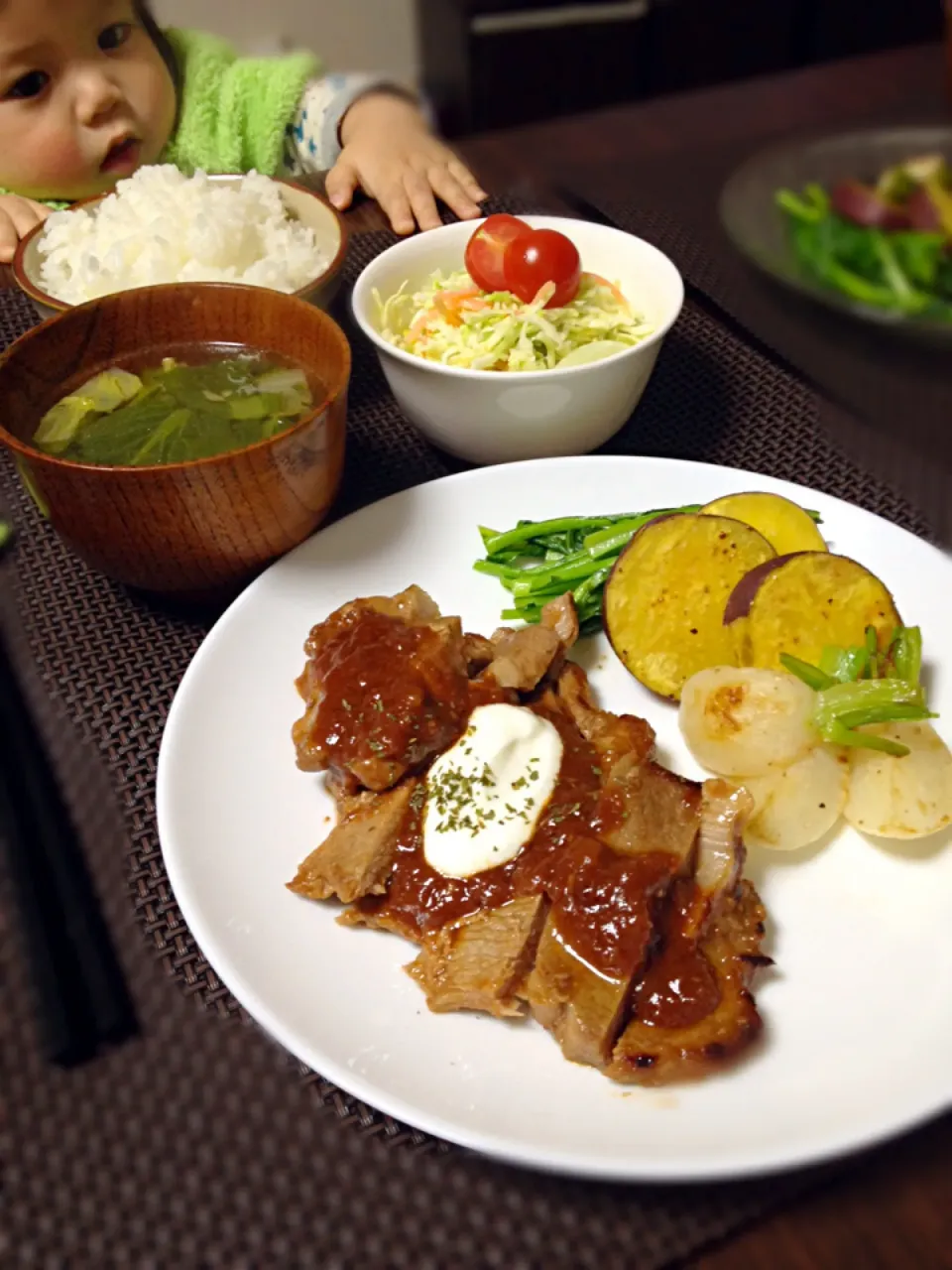 ポークチャップの晩ご飯|mikaさん