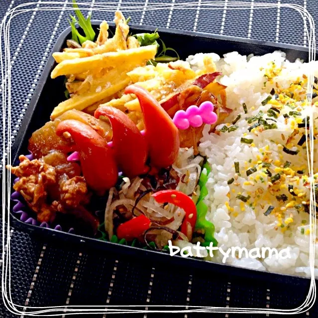 おじゃことさつまいものかき揚げ弁当〜☆battymamaの月末弁当〜☆|ばってぃーまま＠♪さん