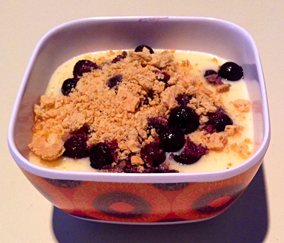 Snapdishの料理写真:Blueberry Vanilla pudding cup with graham cracker crust and top|bertocci infernoさん