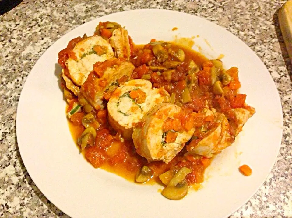 Chicken roll with tomato and mash room sauce|Yokoさん