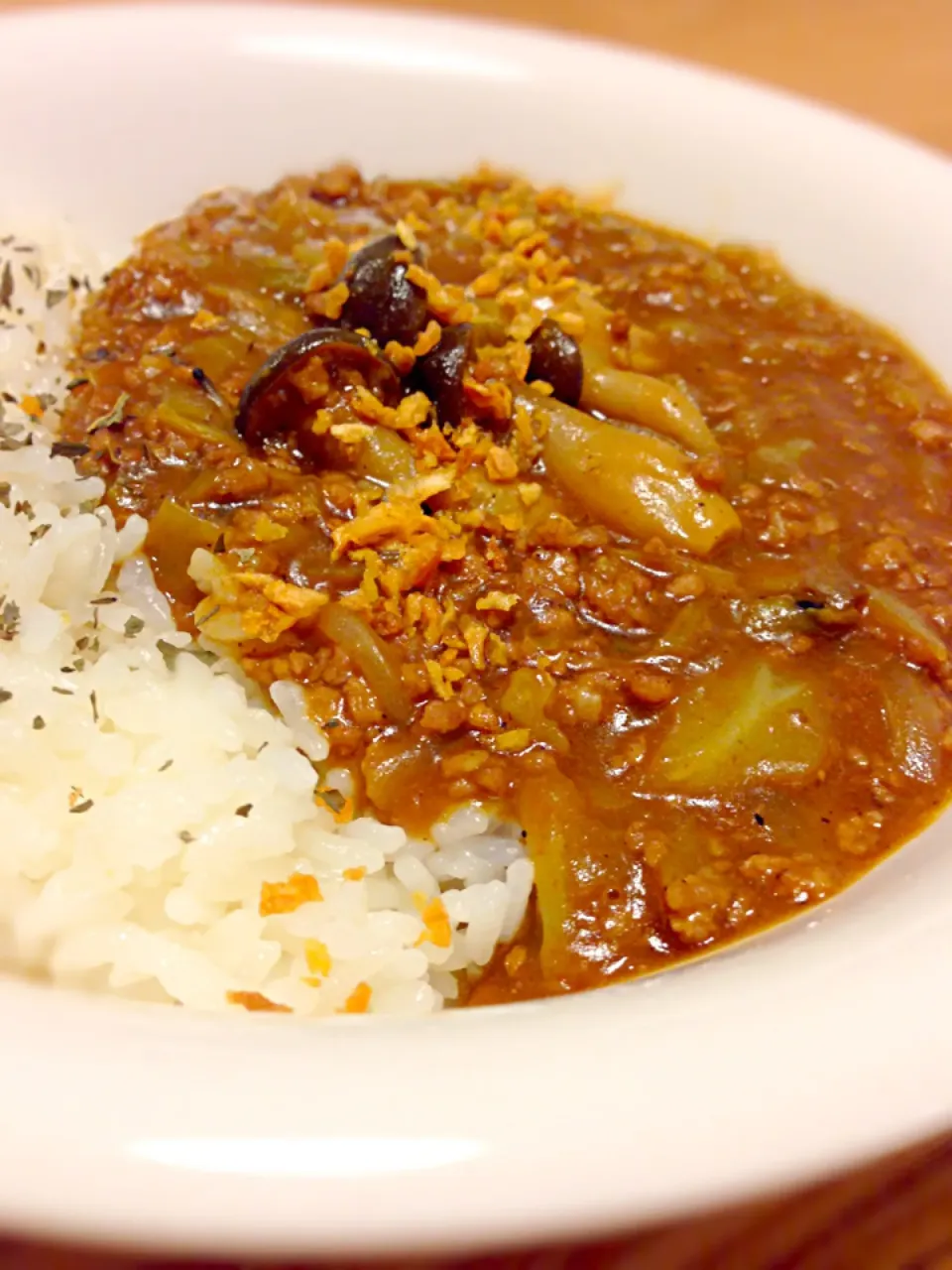 春キャベツと茸のキーマカレー|ユキさん