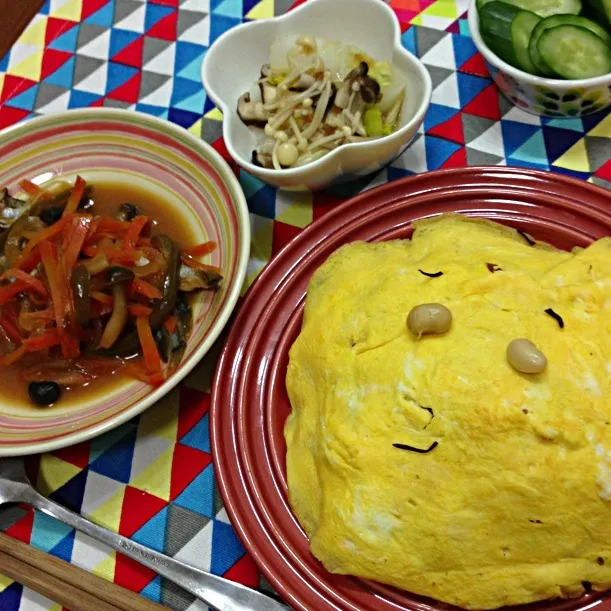 ひじきライス、ししゃも甘酢煮、きのこ和え|carinさん