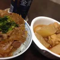 今夜は玉ねぎ多めの牛丼＆鶏大根の煮物♪|まことさん