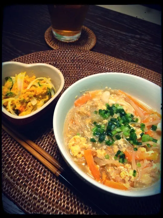 はるさめラーメンとかぼちゃサラダ|ゆかぴさん