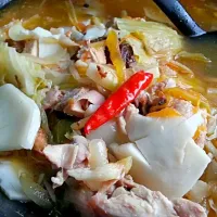 Snapdishの料理写真:Iloilo-style chicken binakol using pure coconut water for broth/soup and leftover lechon manok|Lutong Tambayさん