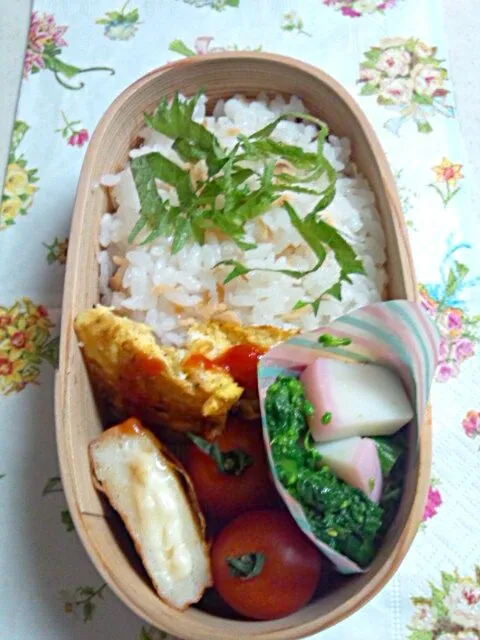 柚子味のすし飯、菜の花の塩麹和え、オープンオムレツ|Yoko Nonomamaさん