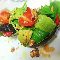 Avocado salad with mustard sauce