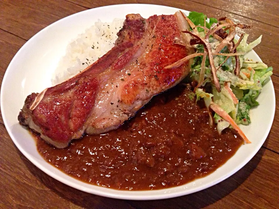 もあカレー＋リブステーキのランチプレート＼(^o^)／|Joe Takeuchiさん