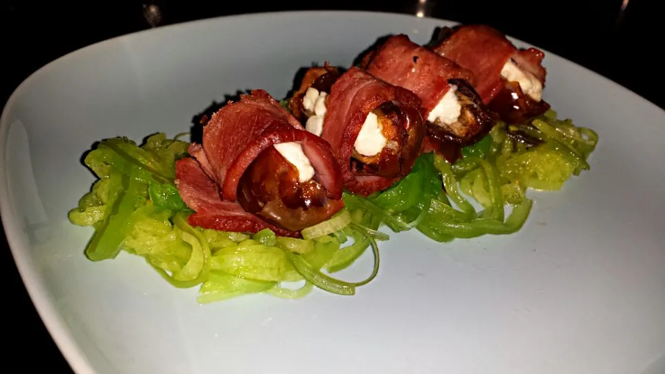 Bacon wrapped dates stuffed with goat cheese|angelaさん