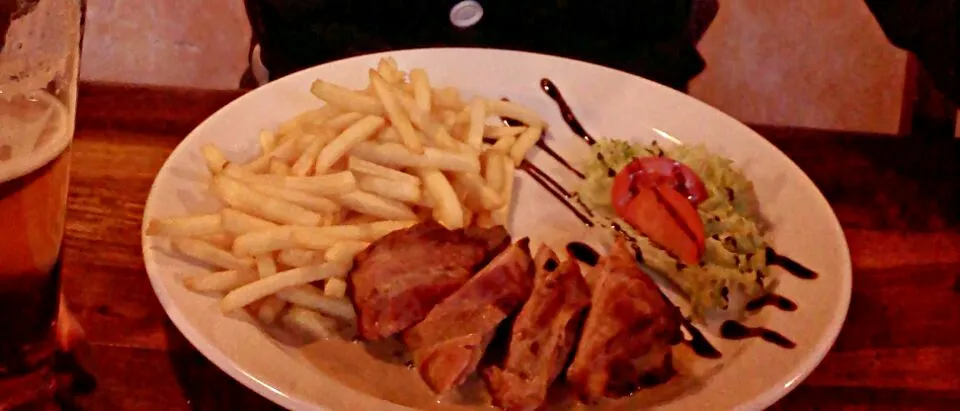 Snapdishの料理写真:pork meat with bacon, pommes frites.. unhealthy but soooo good :-)|LucieFoodさん