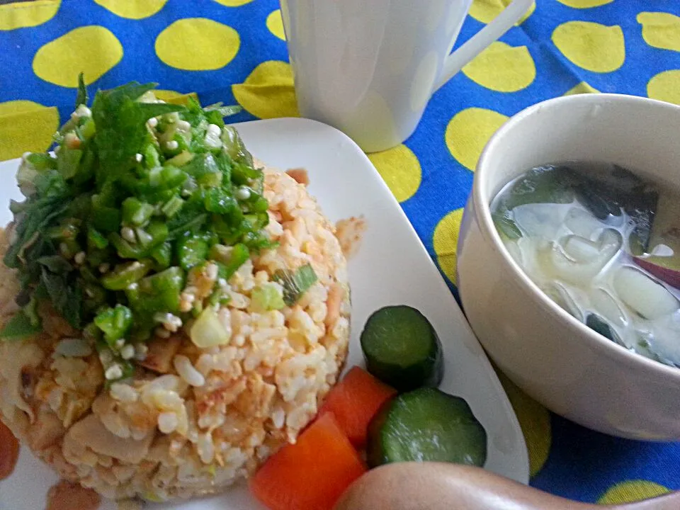 鶏ハムde炒飯(*´-`)おくらのせ☆|senaさん