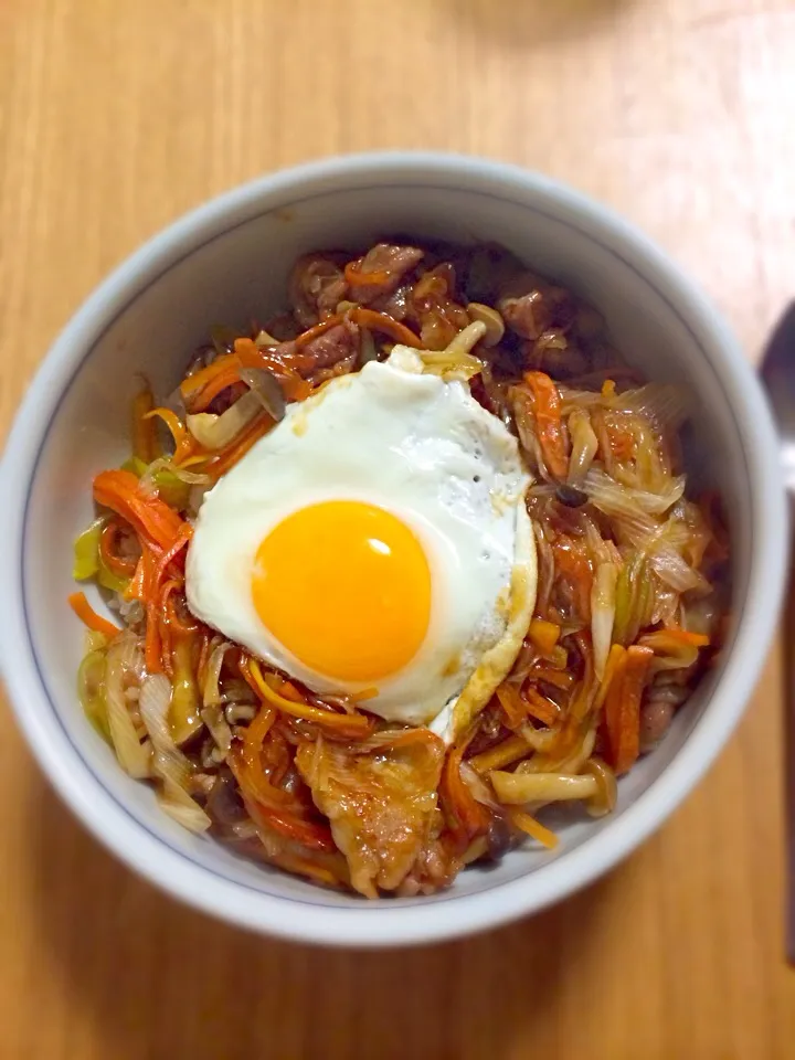 野菜たっぷり豚蒲丼|さらば広島の長きまつげ(東京なう)さん