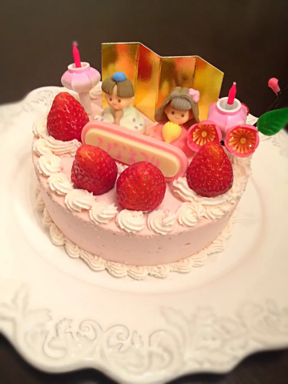 Snapdishの料理写真:ひな祭りケーキ2014♡苺のムースケーキ|Chez Blancaさん