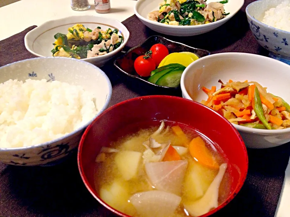 豚バラ・豆腐・ニラ・玉子の炒め定食＊|ひかるんさん