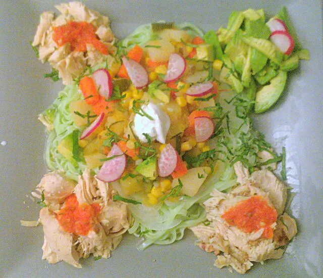 spaghetti de pollo con vegetales.|Alicia Herrera Laraさん