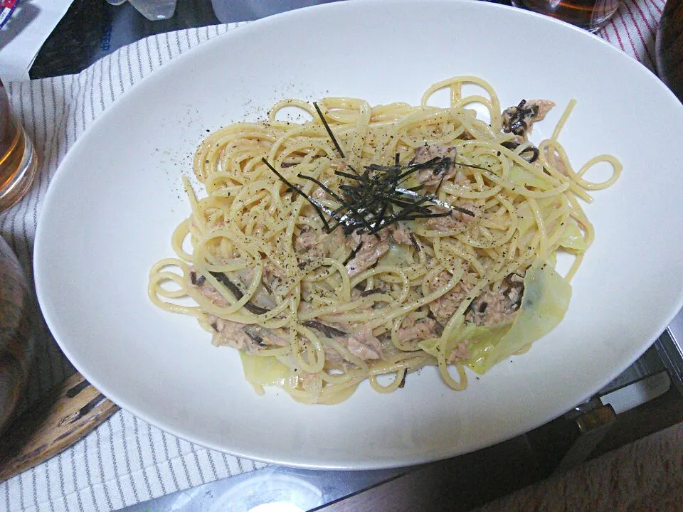 ツナと塩昆布ぱすた|いもこさん